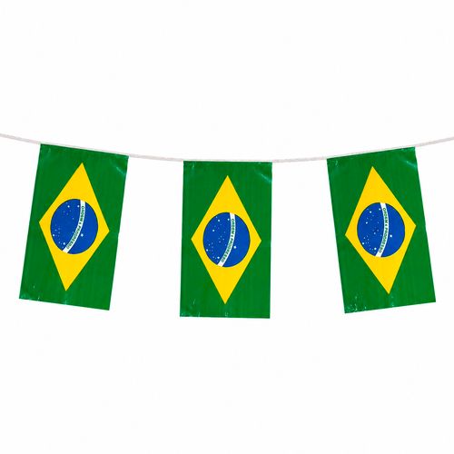 Varal de Bandeiras do Brasil 56x42 em Plástico - 10 metros