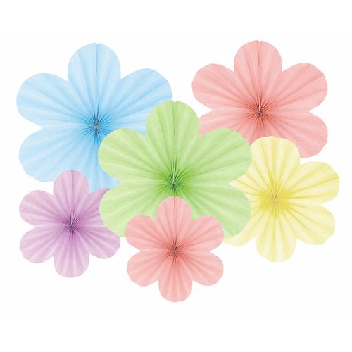 Kit Decoração Leque Flores Colorido - 06 unidades