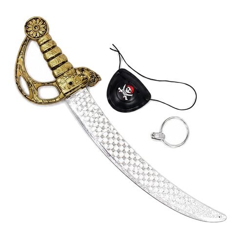 Kit Pirata - Espada do Caribe Tapa Olho e Brinco