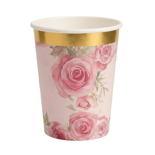 Copo de Papel Jardim de Rosas - 08 unidades