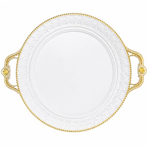 Bandeja Branca e Dourada 28cm