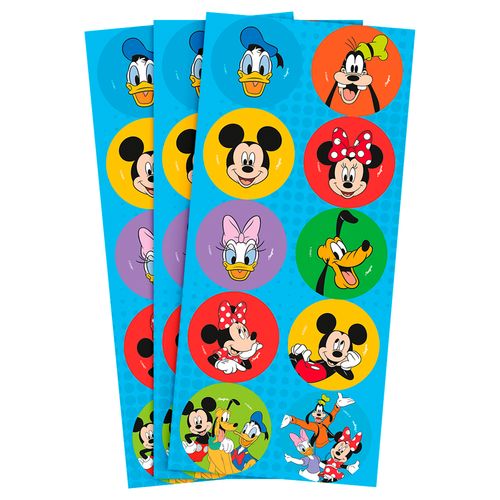 *Adesivo Redondo Mickey e Amigos - 30 unidades