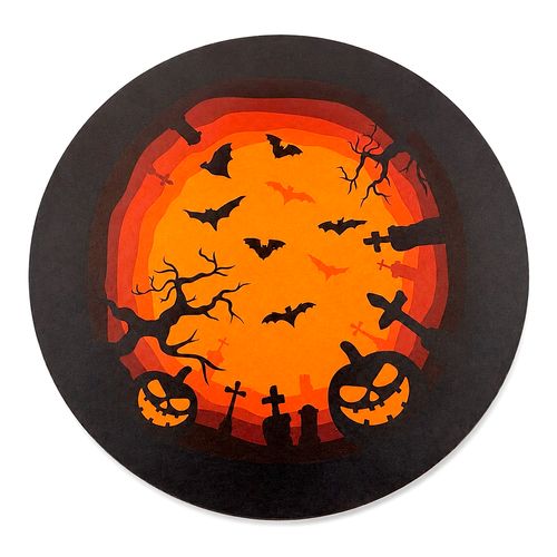 Bandeja Plástica Decorada Halloween Cemitério - 33cm