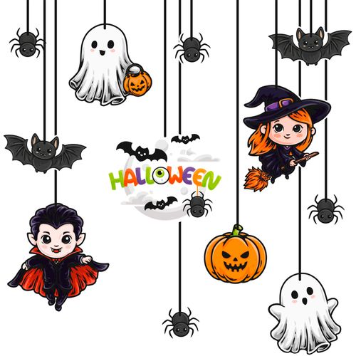 Decoração de Pendurar Ícones Halloween - 12 unidades