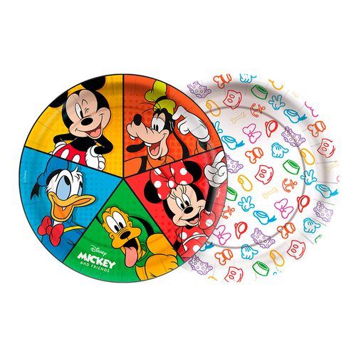 *Prato Papel Mickey e Amigos - 08 unidades