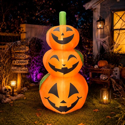 Inflável Halloween Abóbora Tripla com Luz