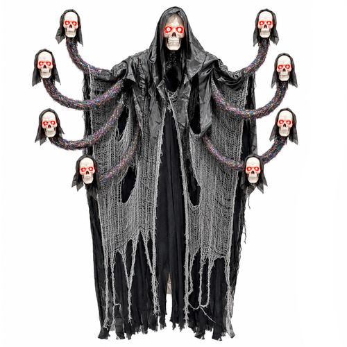Boneco Caveira Aranha com Som e Luz - 220cm