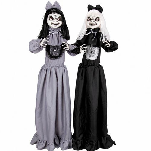 Bonecas Gêmeas Assustadoras com Som Luz e Movimento - 153cm