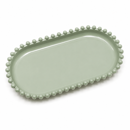 Bandeja Decorativa Oval Pérola Verde Eucalipto